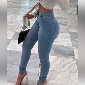 Soana Boutique Zipper Fly High Elastic Skinny Jeans
